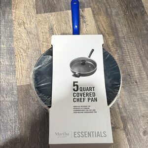 Martha Stewart Essentials Chef Pan with Blue Handle